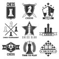 Chess tournament or club vector label icons templates Royalty Free Stock Photo