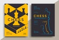 Chess tournament posters set template with board