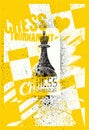 Chess tournament typographical vintage grunge style poster. Retro vector illustration. Royalty Free Stock Photo