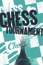 Chess tournament typographical vintage grunge style poster. Retro vector illustration. Royalty Free Stock Photo