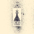 Chess tournament typographical vintage stencil spray grunge style poster. Retro vector illustration. Royalty Free Stock Photo