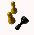 Chess on a white background pawns white and black Royalty Free Stock Photo