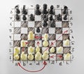 Chess. White board with chess figures on it.