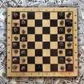 Chessboard against the background of money, strategy concept