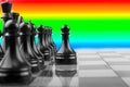 The Chessboard black pawns atack, logic game. Royalty Free Stock Photo