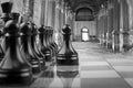 The Chessboard black pawns atack, logic game. Royalty Free Stock Photo