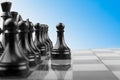 The Chessboard black pawns atack, logic game. Royalty Free Stock Photo
