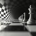 Chessboard with black and white chess pieces. Royalty Free Stock Photo