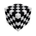 Chessboard / black and white colored cube isolated on white 3D