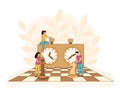 Chessboard chess clock tactic game filled vector