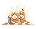 Chessboard chess clock tactic game filled vector