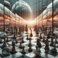 chessboard chess game surreal architicture