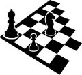 Chessboard with chess icons Royalty Free Stock Photo