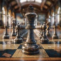 Chess Pieces Positioned on World Map, Global Tactics and Geopolitics