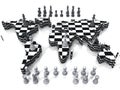 A earth map with chess pieces Royalty Free Stock Photo