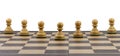 Chessboard with figures, business leadership and perseverance concept Royalty Free Stock Photo