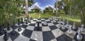 Chessboard in a hotel garden in Jamaica Royalty Free Stock Photo