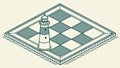 Chessboard with Lighthouse, Strategic Nautical Theme, Unique Game Concept, vector design Generative AI Royalty Free Stock Photo