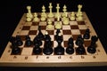 Chessboard with the pieces like a strategy theme Royalty Free Stock Photo