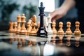 The chessboard reveals a triumphant business strategyÆ??checkmated king, game concluded