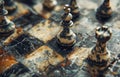 A chessboard where the pieces play themselves Royalty Free Stock Photo