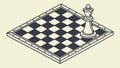Chessboard with White King Piece Illustration, vector design Generative AI Royalty Free Stock Photo