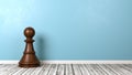 Chessman on Wooden Floor Against Wall Royalty Free Stock Photo