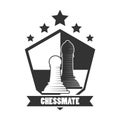 Chessmate club black and white emblem with pawns illustrations Royalty Free Stock Photo