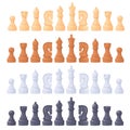 Chessmen. Chess pieces for intelligence game on chessboard, checkmate strategy attack chessman figure king queen pawn