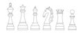 Chessmen. Vector black and white isolated outline Royalty Free Stock Photo