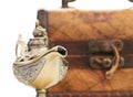 Chest and aladin lamp Royalty Free Stock Photo