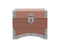 Chest box. Ancient treasure box or pirate closed wooden container. Vector cartoon icon coffer isolated on white Royalty Free Stock Photo