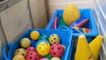 A chest box full of balls and toys for the playground