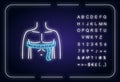 Chest circumference neon light icon
