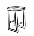 Chest of drawers. Curbstone. Shelf. A little table.Vector picture drawn by hand from a set about home life and comfort. There are