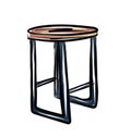 Chest of drawers. Curbstone. Shelf. A little table.Vector picture drawn by hand from a set about home life and comfort. There are