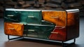 Colorful Cracked Glass Furniture With Rustic Charm