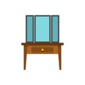 Chest of drawers with mirror icon, flat style Royalty Free Stock Photo