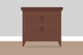 Chest of drawers in the room near the wall wooden Royalty Free Stock Photo