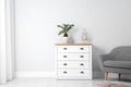 Chest of drawers in stylish living room Royalty Free Stock Photo