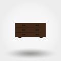 Chest of drawers. Vector illustration.