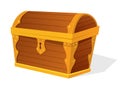 Chest. Empty old wooden chest for gold treasure. Cartoon ancient container for pirates isolated vector icon on white Royalty Free Stock Photo