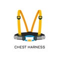 Chest harness for abseiling, mountaineering and climbing. Vector illustration isolated on white.