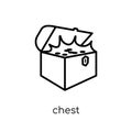 Chest icon. Trendy modern flat linear vector Chest icon on white Royalty Free Stock Photo