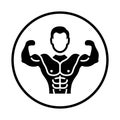 Chest, muscles, workout icon. Black vector graphics