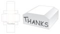 Chest shaped box with thanks word shaped window die cut template