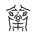 chest tightness disease symptom line icon vector illustration