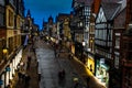 Chester city street at dusk