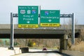 Chester County, Pennsylvania, U.S - March 9, 2024 - Traffic and road signs into Interstate 76 West, 76 East, 202 North and the PA Royalty Free Stock Photo