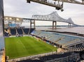 Chester, Pennsylvania, U.S - June 3, 2023 - The distance view of Commodore Barry Bridge from Subaru Park stadium